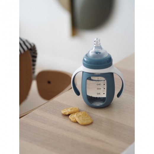 Поїльник Beaba навчальний склянний 2 в 1 210 мл синій, арт. 913519