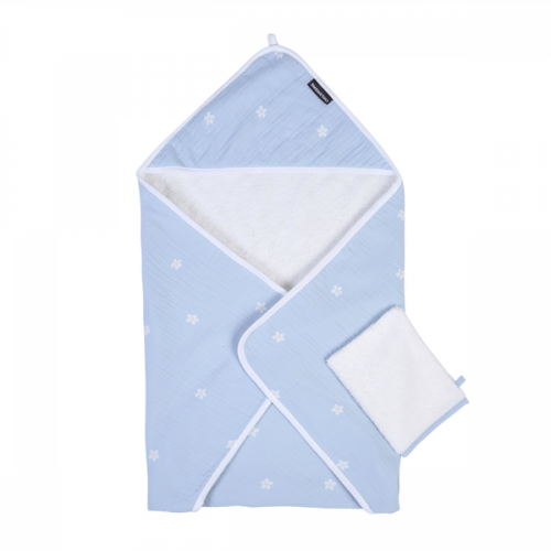 Рушник з капюшоном Childhome 80x80 flower blue, арт. CCBCMBF