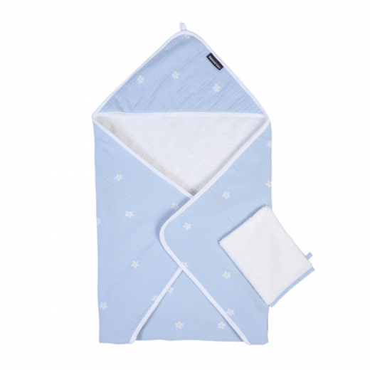 Рушник з капюшоном Childhome 80x80 flower blue, арт. CCBCMBF Рушник з капюшоном Childhome 80x80 flower blue, арт. CCBCMBF