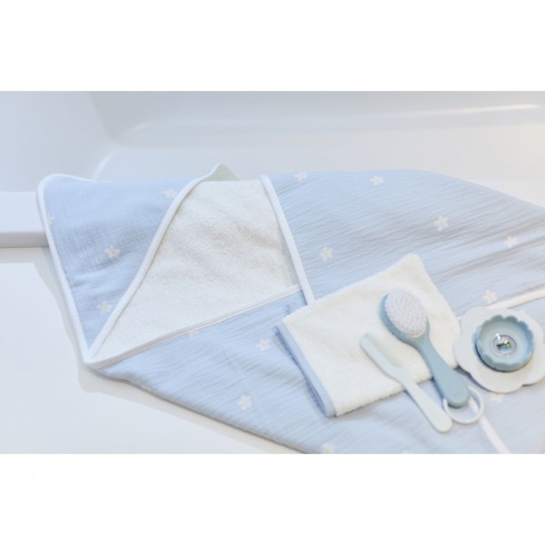 Рушник з капюшоном Childhome 80x80 flower blue, арт. CCBCMBF