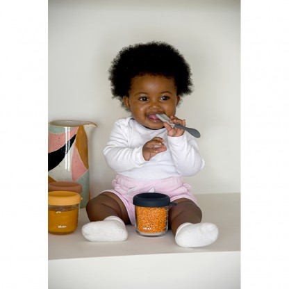 Набір ложок Beaba силіконових 2 шт. 4+ матовий зелений/сірий , арт. 913574