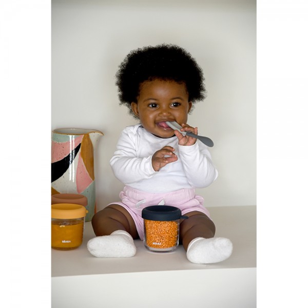 Набор ложек Beaba силиконовых 2 шт., 4+ зеленый/серый матовый, арт. 913574