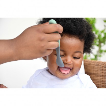 Набір ложок Beaba силіконових 2 шт. 4+ матовий зелений/сірий , арт. 913574