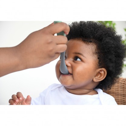 Набір ложок Beaba силіконових 2 шт. 4+ матовий зелений/сірий , арт. 913574