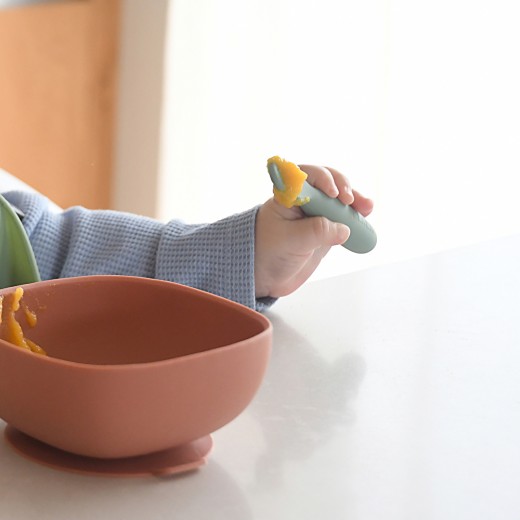 Набор ложек Beaba силиконовая BLW 2 шт., 4+ зеленый/серый, арт. 913578