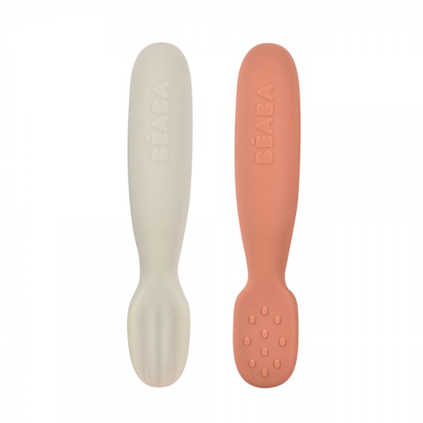 Набор ложек Beaba силиконовых BLW (2 шт.), 4+ красный/серый, арт. 913579