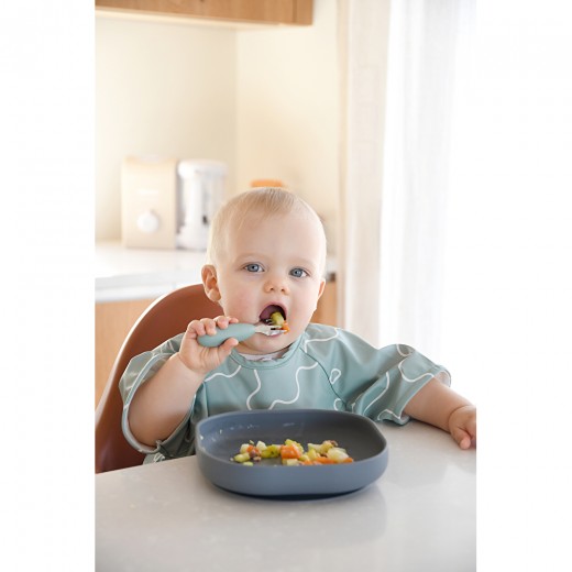 Набор ложка и вилка Beaba металлические 10+ оливковый, арт. 913580