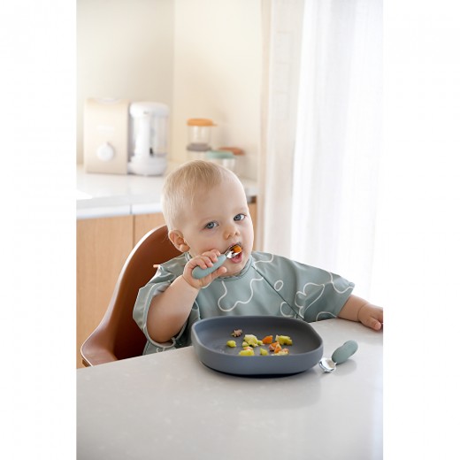 Набор ложка и вилка Beaba металлические 10+ оливковый, арт. 913580