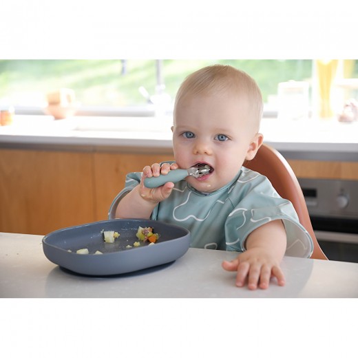 Набор ложка и вилка Beaba металлические 10+ оливковый, арт. 913580