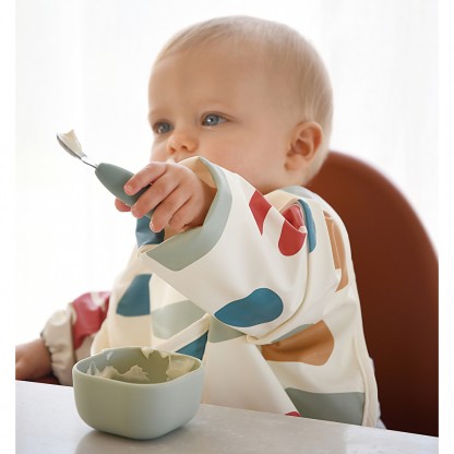 Набор ложка и вилка Beaba металлические 10+ оливковый, арт. 913580