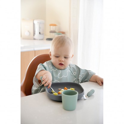 Набор ложка и вилка Beaba металлические 10+ оливковый, арт. 913580