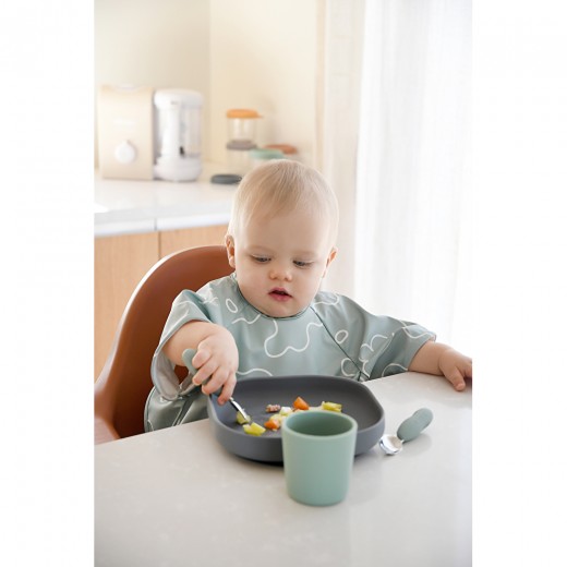 Набор ложка и вилка Beaba металлические 10+ оливковый, арт. 913580