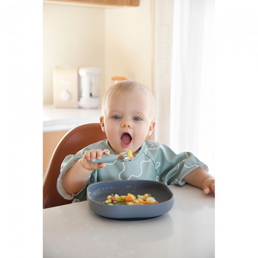 Набор ложка и вилка Beaba металлические 10+ оливковый, арт. 913580