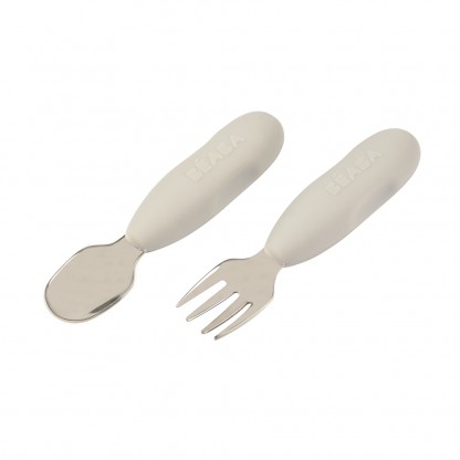 Набір ложка і виделка Beaba металеві 10+ сірий, арт. 913581