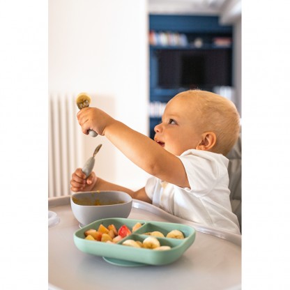 Набір ложка і виделка Beaba металеві 10+ сірий, арт. 913581