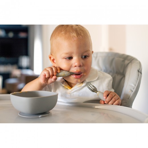 Набор ложка и вилка Beaba металлические 10 + серый, арт. 913581