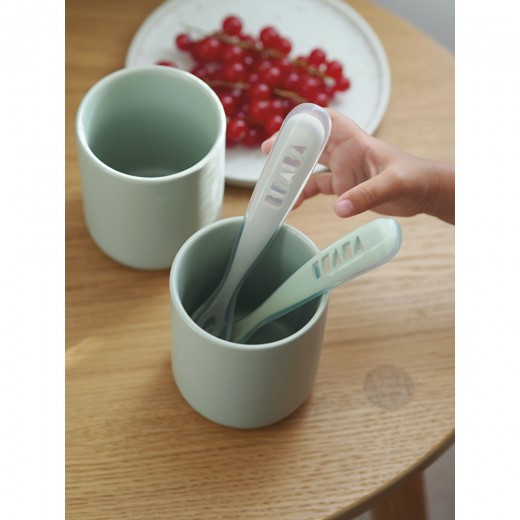 Набор ложек Beaba силиконовых 2шт., 4+ зеленый/серый, арт. 913552