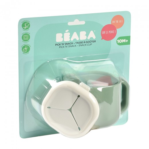 Чашка Beaba Pick 'n' Snack силіконова для снеків і напоїв оливковий, арт. 913564