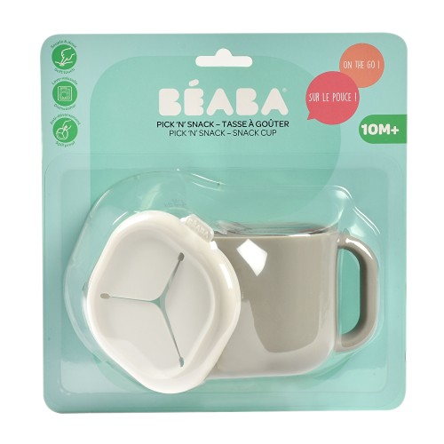 Чашка Beaba Pick 'n' Snack силіконова для снеків і напоїв сірий, арт. 913565