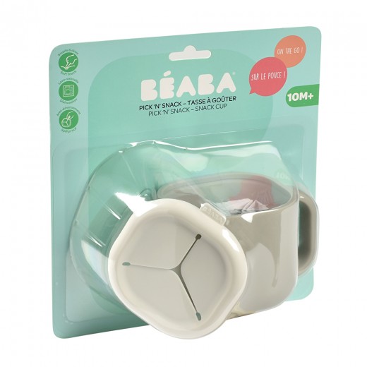 Чашка Beaba Pick 'n' Snack силіконова для снеків і напоїв сірий, арт. 913565
