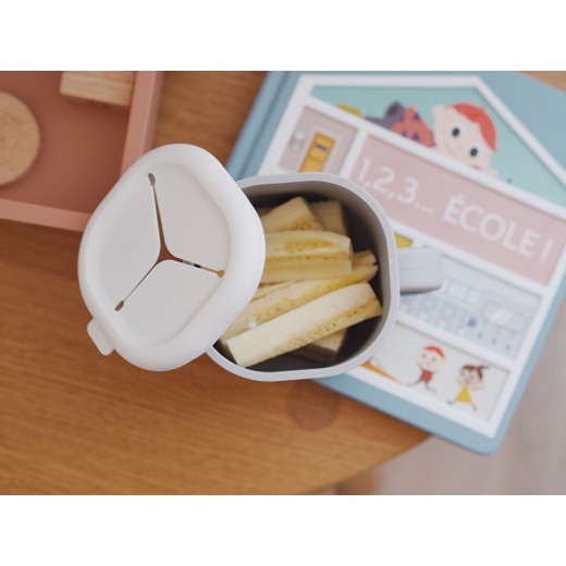 Чашка Beaba Pick 'n' Snack силіконова для снеків і напоїв сірий, арт. 913565