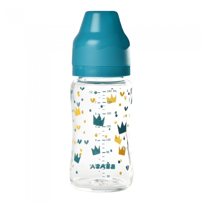 Пляшечка скляна з широкою шийкою Beaba -240 мл - блакитний, арт. 911655