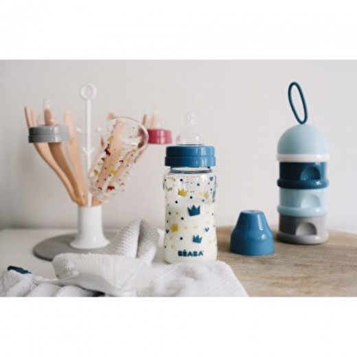 Бутылочка стеклянная с широким горлышком Beaba -240 мл - голубой , арт. 911655