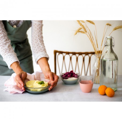 Набір: тарілка, миска, стакан Beaba склянний 4+ рожевий, арт. 913487