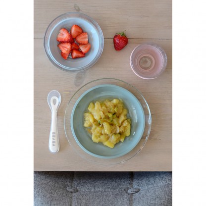 Набір: тарілка, миска, стакан Beaba склянний 4+ рожевий, арт. 913487