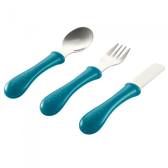 Набор детский - ложка, вилка, нож Beaba Inox синий, арт. 913402