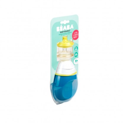 Поильник из силикона Beaba "BabySqueez" 2 in 1" Blue, арт. 912621