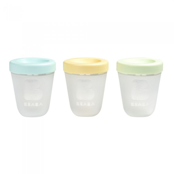 Набір контейнерів Beaba для зберігання з силікону 3 шт. (3х200 мл.) жовтий/зелений/блакитний, арт. 912779