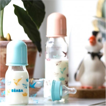 Бутылочка стеклянная Beaba Origami 250 ml blue, арт. 911611