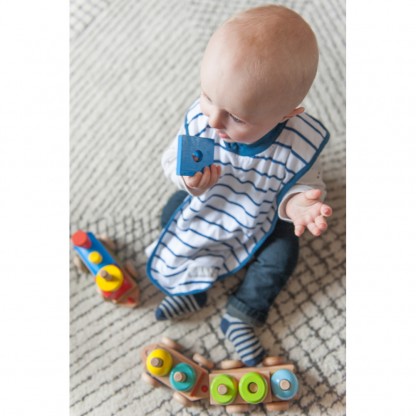 Хлопковый нагрудник Beaba в полоску, синий