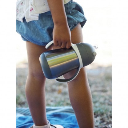 Поїльник Beaba з трубочкою металевий 250 мл сірий, арт. 913536