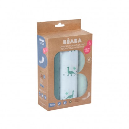 Набір пеленок Beaba муслінових 3 шт (70х70) Динозаври, арт. 920345