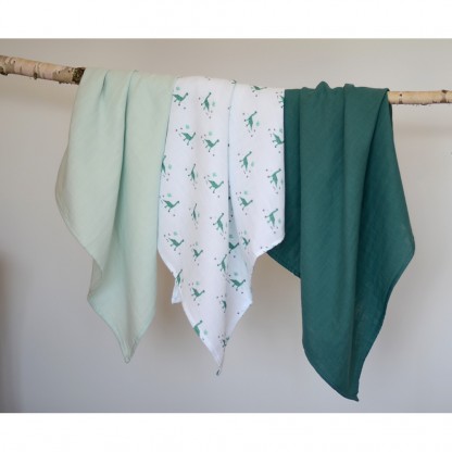 Набір пеленок Beaba муслінових 3 шт (70х70) Динозаври, арт. 920345