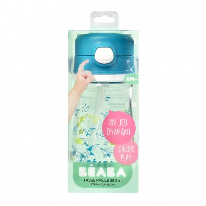 Детский поильник с трубочкой Sippy 350 мл Beaba - синий , арт. 913450