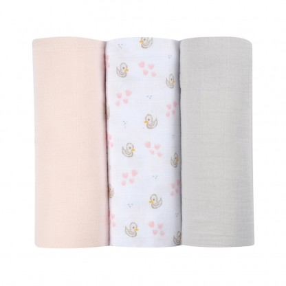 Набір пеленок Beaba муслінових 3 шт (70х70) Лебеді, арт. 920343