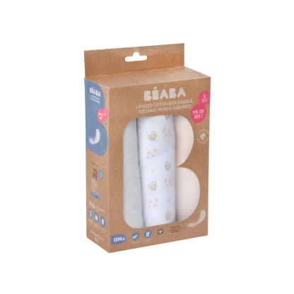 Набір пеленок Beaba муслінових 3 шт (70х70) Лебеді, арт. 920343
