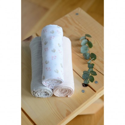 Набір пеленок Beaba муслінових 3 шт (70х70) Лебеді, арт. 920343