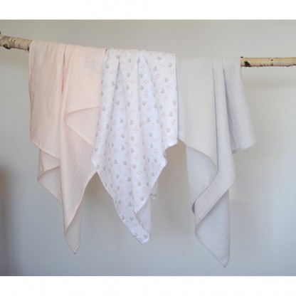 Набір пеленок Beaba муслінових 3 шт (70х70) Лебеді, арт. 920343