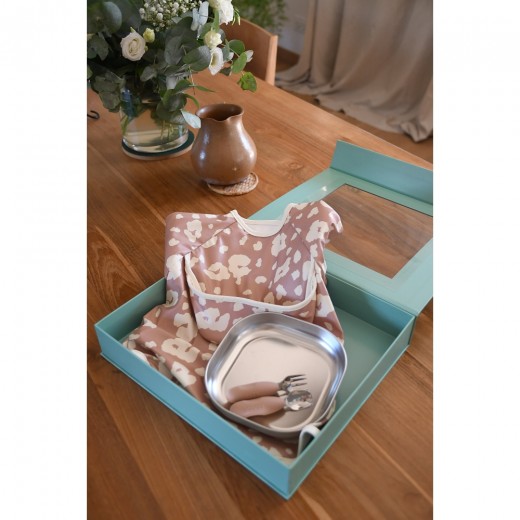 Набор посуды Beaba Savannah Bloom металлический подарочный 4+ розовый