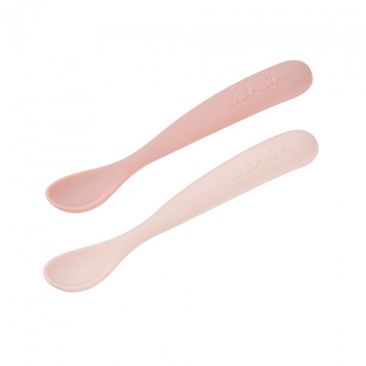 Набір ложок Beaba силіконових 2 шт. 4+ рожевий/кремовий, арт. 913598