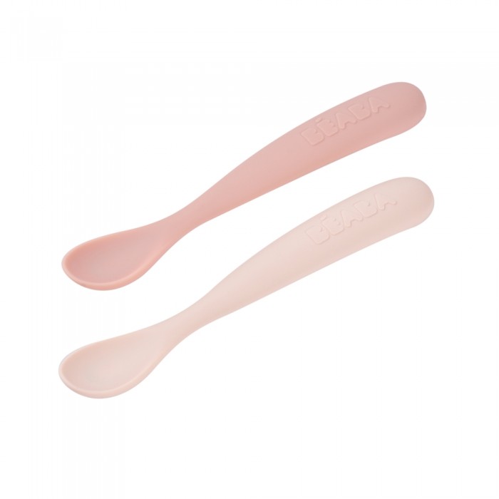 Силиконовые ложечки Béaba розовый/кремовый для первого прикорма