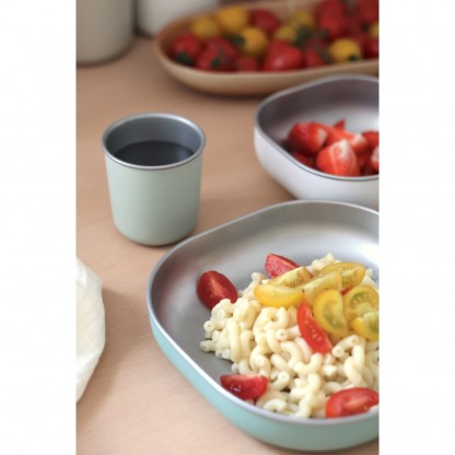 Набір: тарілка, миска, стакан Beaba металеві 4+ оливковий, арт. 913583