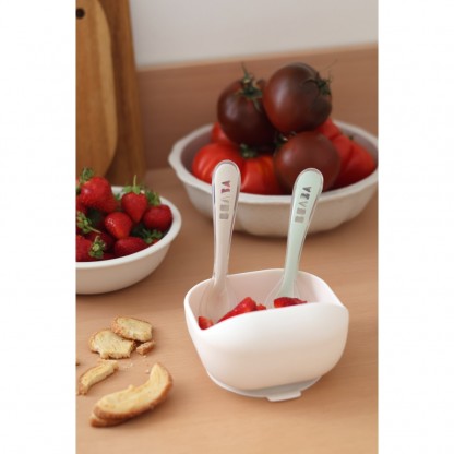 Набір ложок Beaba силіконових 2 шт. 8+ оливковий/рожевий, арт. 913628