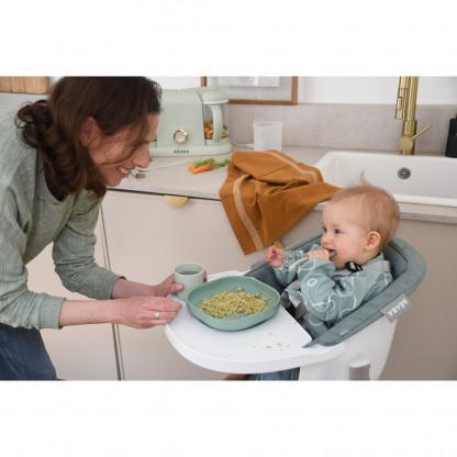 Силіконовий набір посуду Béaba, 4 предмети, оливковий/білий