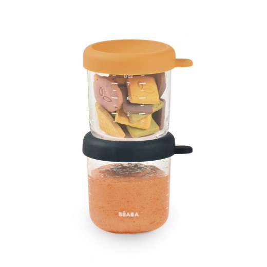 Набір контейнерів Beaba для зберігання склянних 2 шт. (2х250 мл) синій/оранжевий, арт. 914010