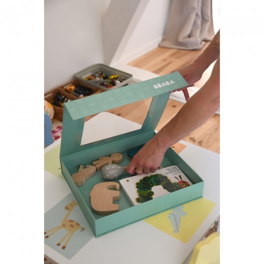 Набор посуды Beaba Savannah Bloom металлический подарочный 4+ зеленый